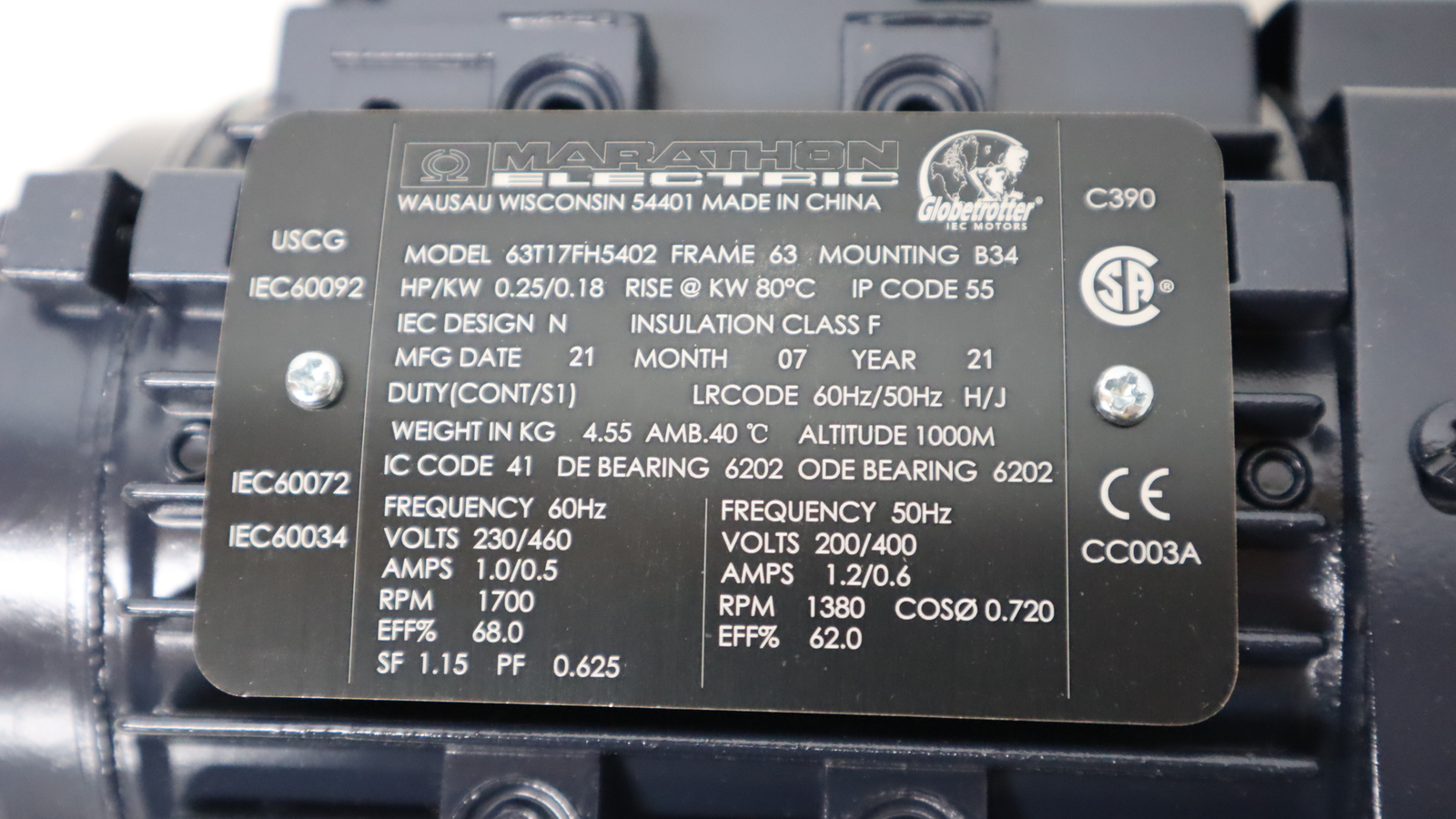 MTR,1/4HP,230/460V,3PH,60HZ,IEC,INV,duty (10:1),1700RPM, TEF